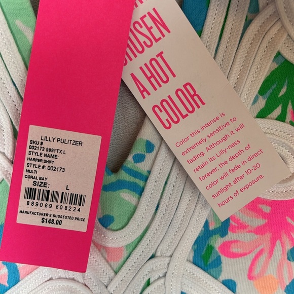 NWT Lilly Pulitzer Harper Shift Dress in Multi, Coral Bay Print, Size Large - Picture 9 of 14